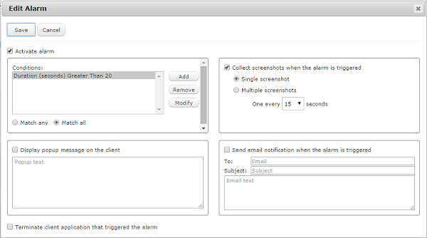 Disabling Screenshots Alarm