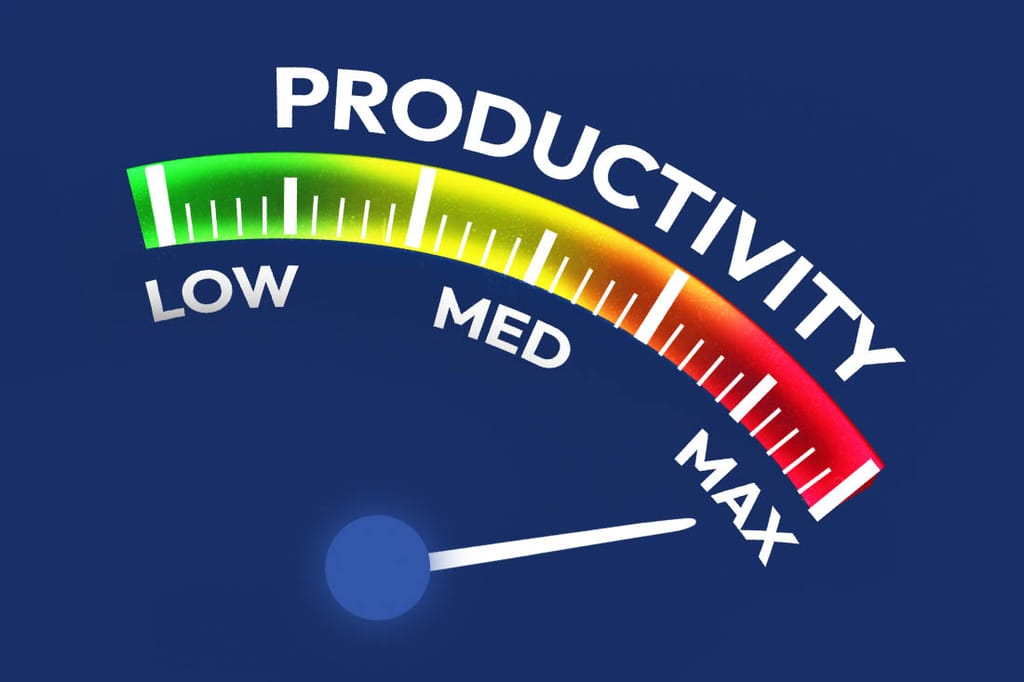 A productivity meter maxed out to symbolize how to maximize productivity at work.