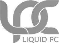 The words Liquid PC with their logo which a stylized L, P and C.