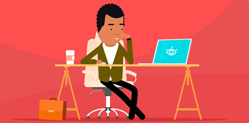 employee being monitored at his desk