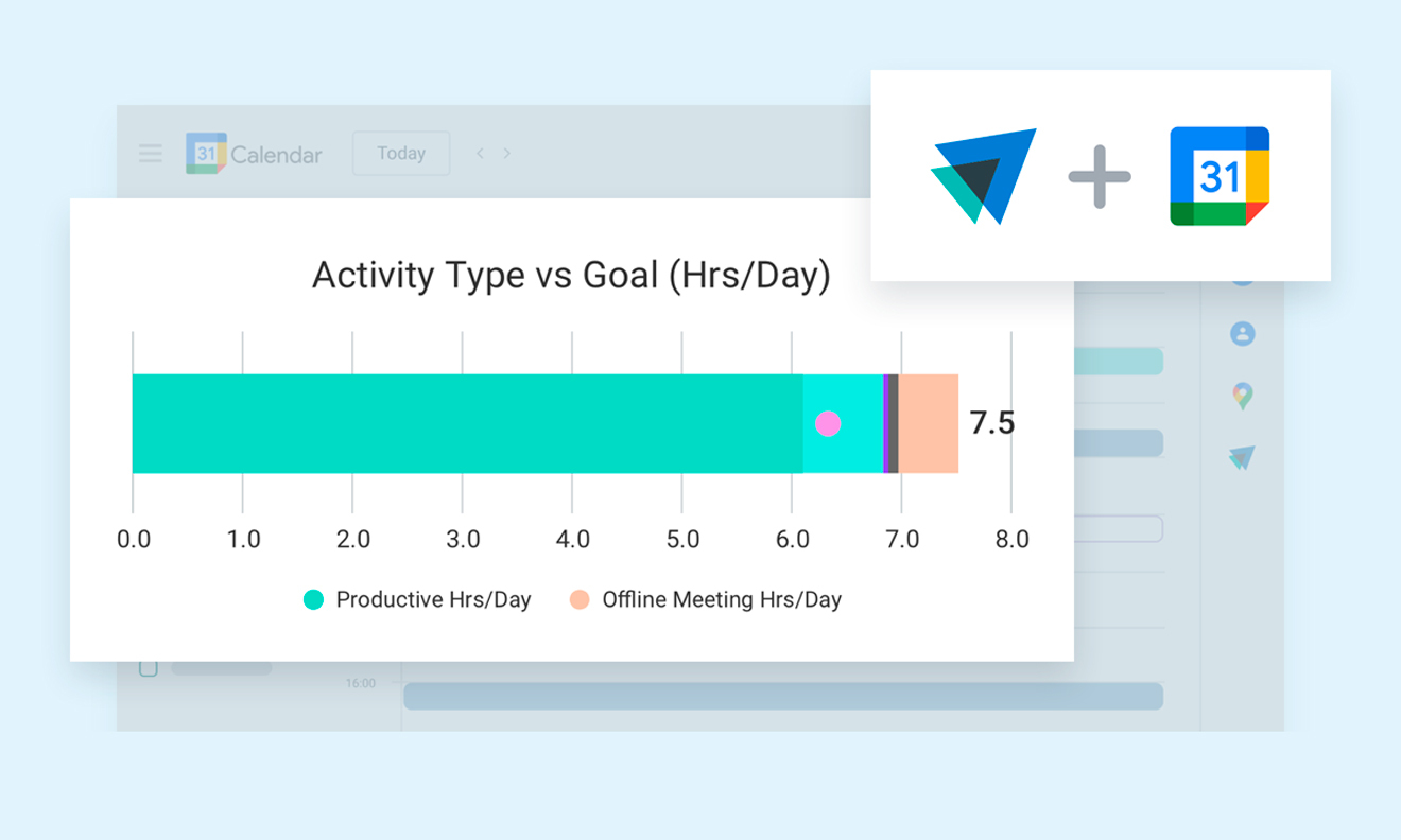 Image of calendar with offline and online meetings