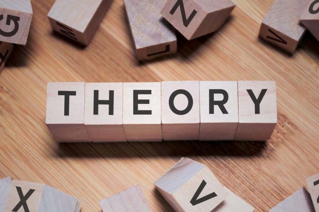 Wood blocks that say theory.