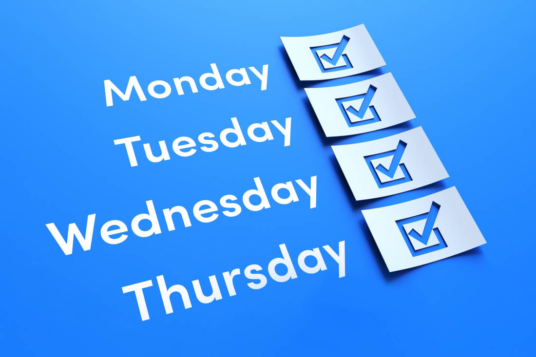 Days of the week with checkmarks symbolizing task completion.