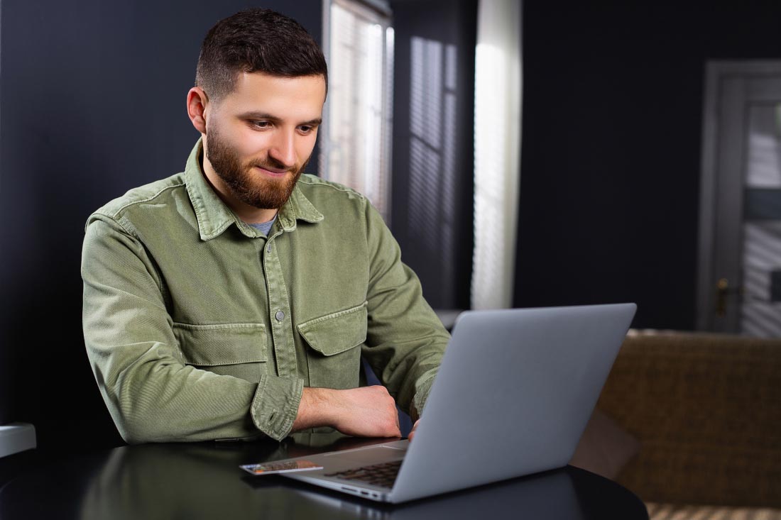 An employee working from home